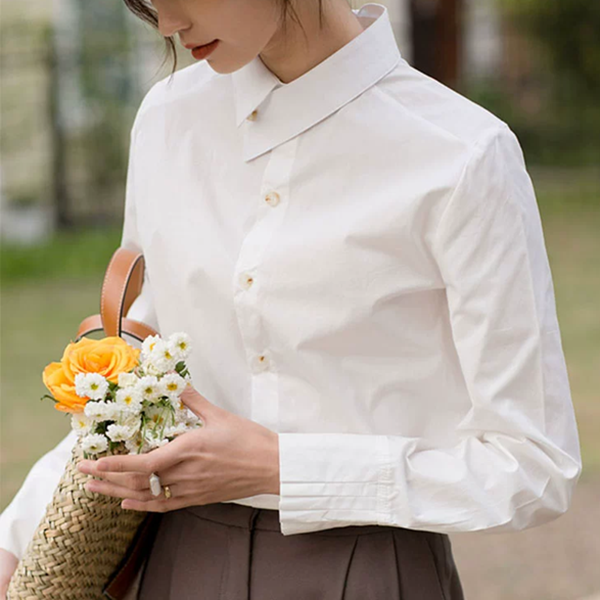 アシンメントリックカラーホワイトシャツ 《Z00809》