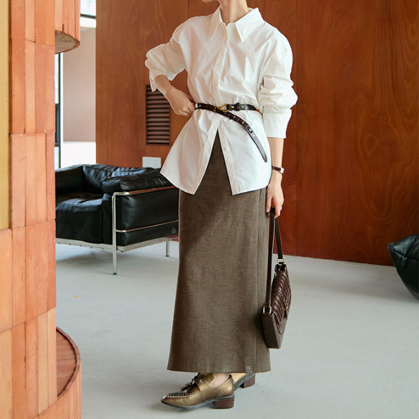 バックスリットコットンロングスカート Z00099