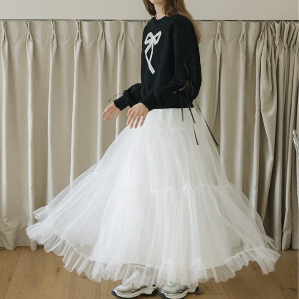 ラウンドネックリボンスウェットシャツ Z00138