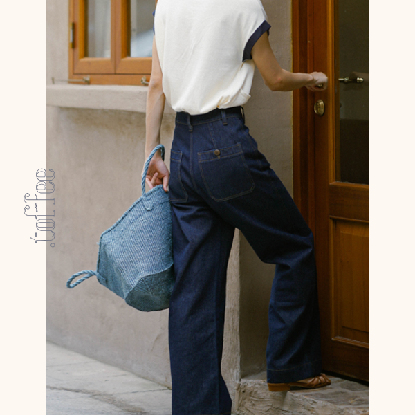 インディゴブルーワイドデニムパンツ Z00404