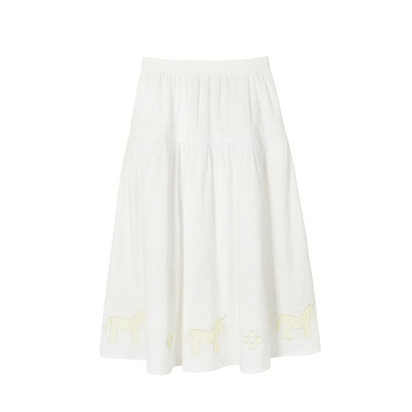 ポニーパッチ刺繍フレアスカート《Z00824》