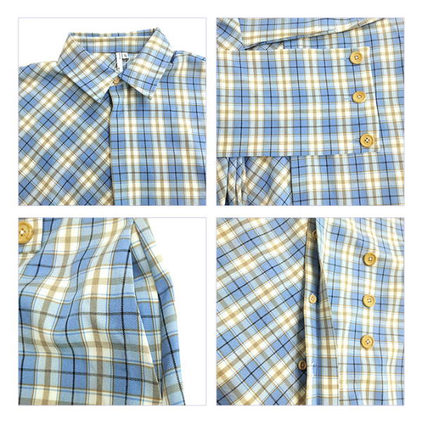 オーバーチェックシャツワンピース w-093