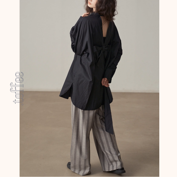 【2color】バックリボンオーバーサイズシャツ《Z00999》