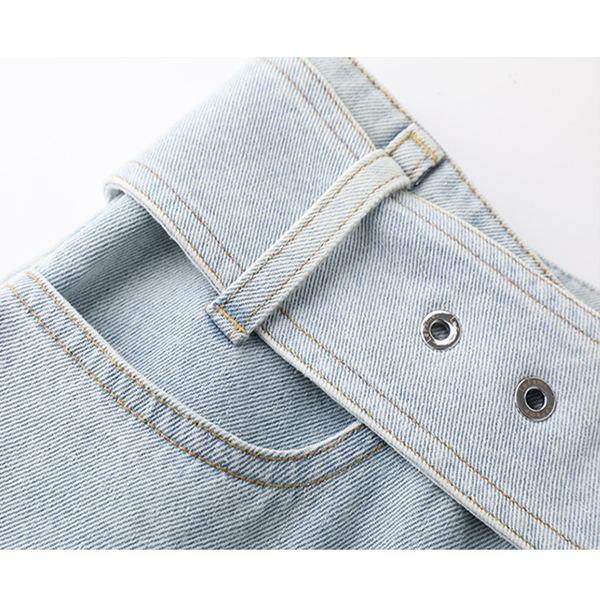 リボン付きワイドデニムパンツ Z00398