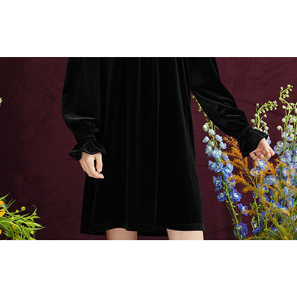 リボン付きブラックミニワンピース Z00086