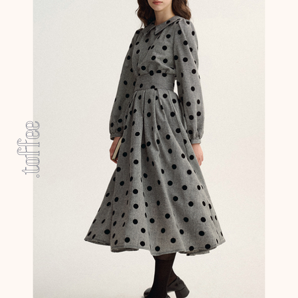 グレートップ&ロングスカートのポルカドットセットアップ Z00529