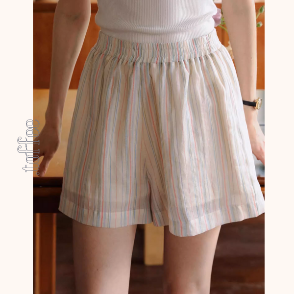 カラフルストライプルーズシャツ&ワイドショートパンツのセットアップ《Z01029》