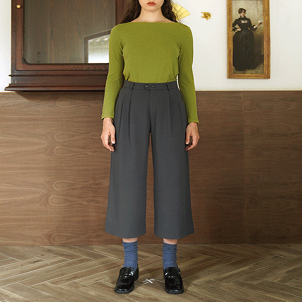 【2color】ワイドクロップドパンツ    Z00491