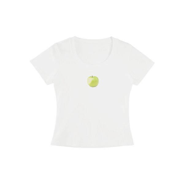 【2color】グリーンアップルプリントクルーネックトップ《Z01012》