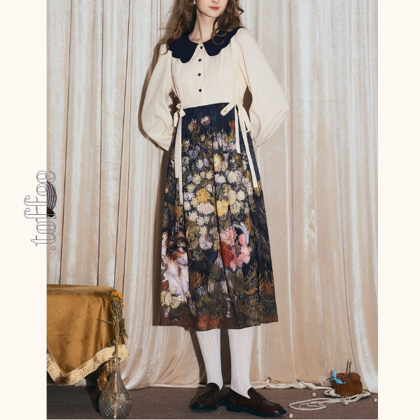 秋の庭に咲く詩・アートスカート《Z01148》