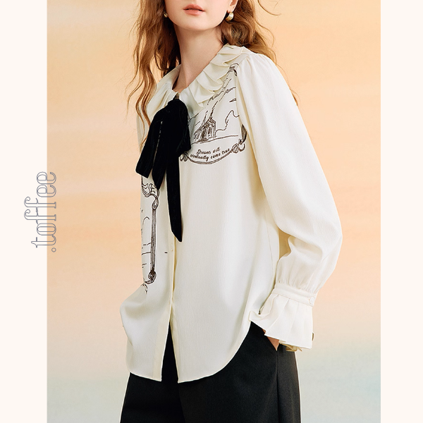 黒リボンと夢の風景ブラウス《Z01131》