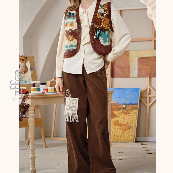 ひまわりの詩を纏うアップリケシャツ《Z01127》