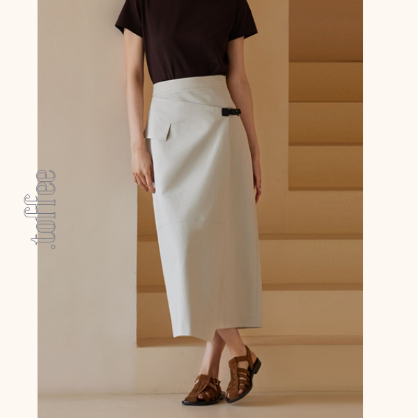 斜め前立てスカートミモレ丈スカート Z00425