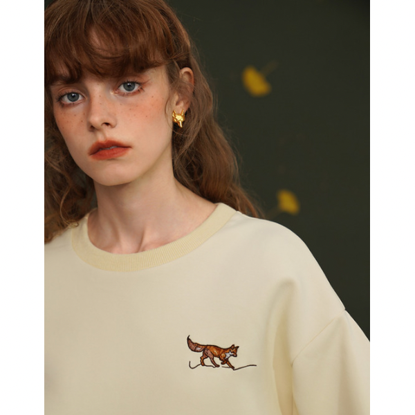 【2color】フォックス刺しゅうのバッグスリーブトップス AU-463