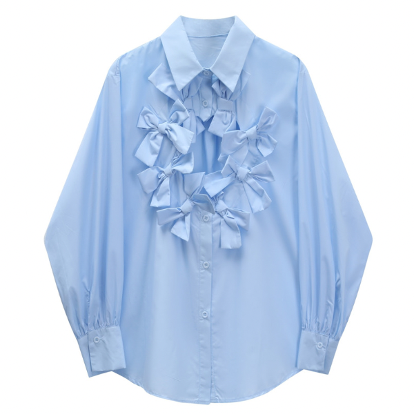 【3color】フロントリボンデザインルーズシャツ Z00049