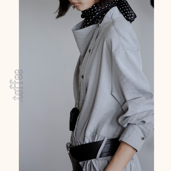 【2color】斜め前立てロングワンピース Z00551