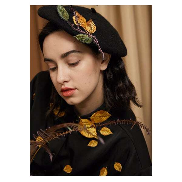 リーフ刺繍シャツブラウス C0076