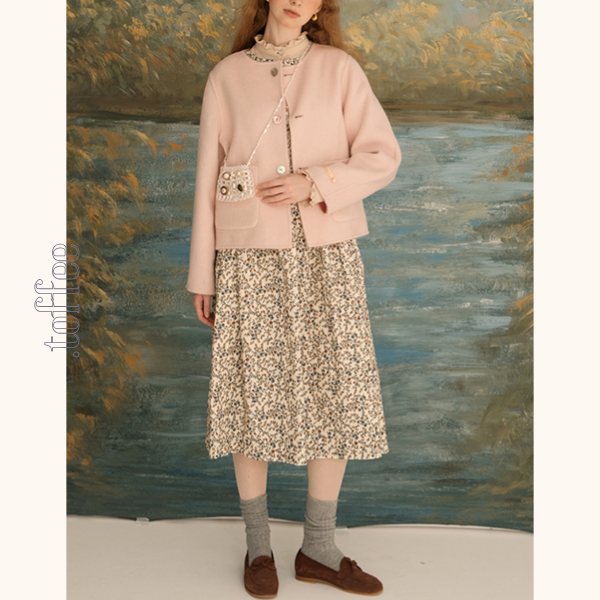 コーデュロイフローラルプリントノースリーブワンピース Z00616