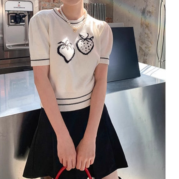 ストロベリー半袖ニットトップ Z00257
