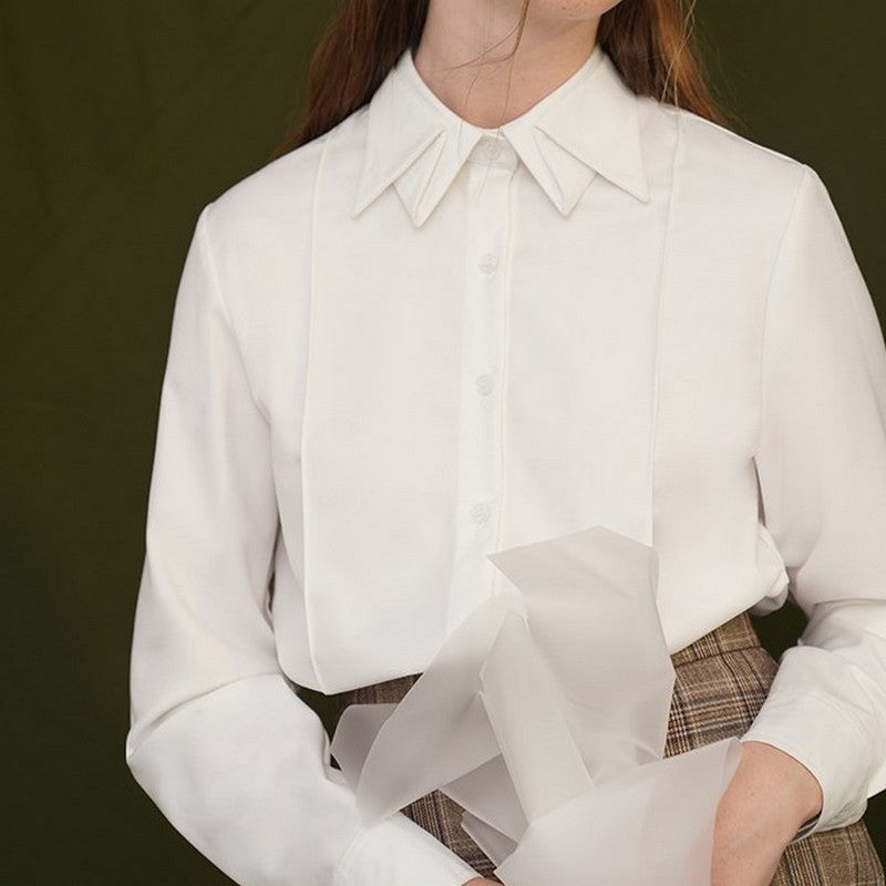 【2color】折り紙のような襟が素敵なシンプルシャツ