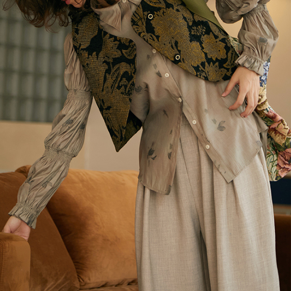 ティアードパフスリーブシャツ AU-414