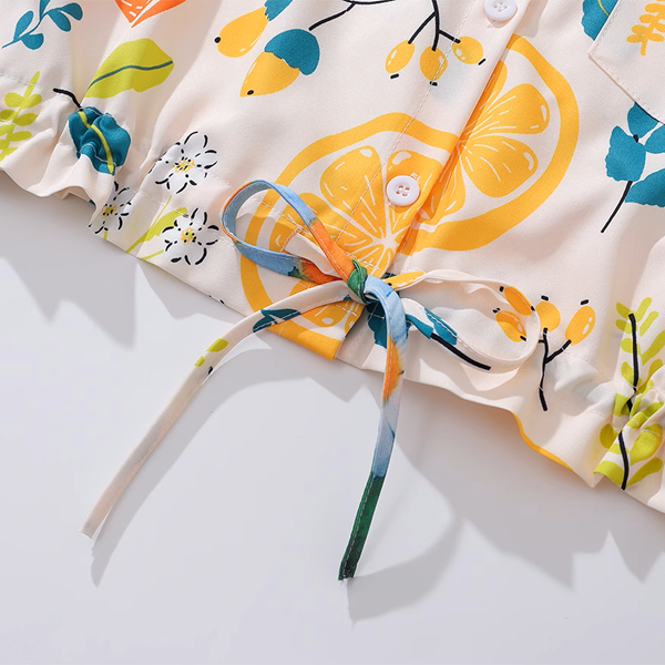 シトラスプリントドローストリングクロップドシャツ《Z00915》