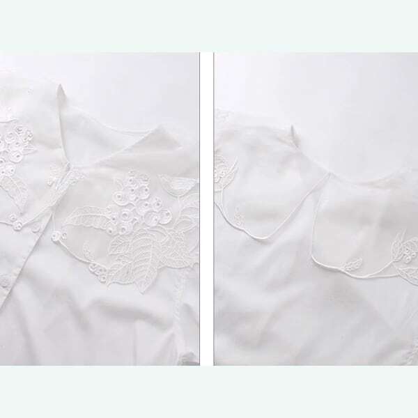 妖精の語る詩:芸術的刺繍レースのクラシカルブラウス 《C0203》