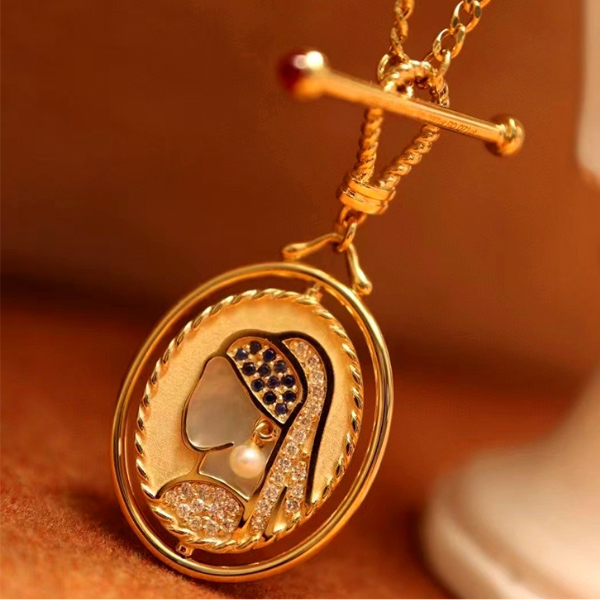 『真珠の耳飾りの少女』モチーフのネックレス&ピアスセット Z00063