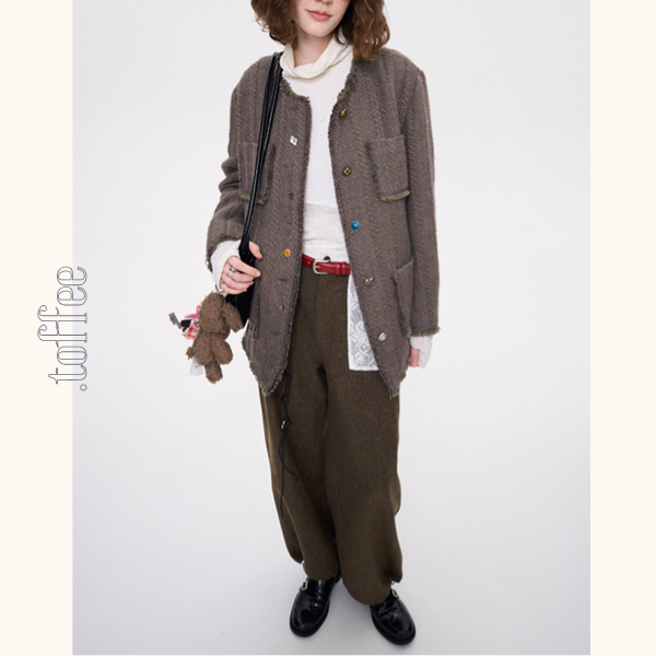 レースパッチワークウールパンツ 《Z00637》