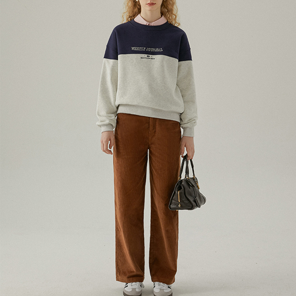 【2color】レター刺繍バイカラースウェット Z00554