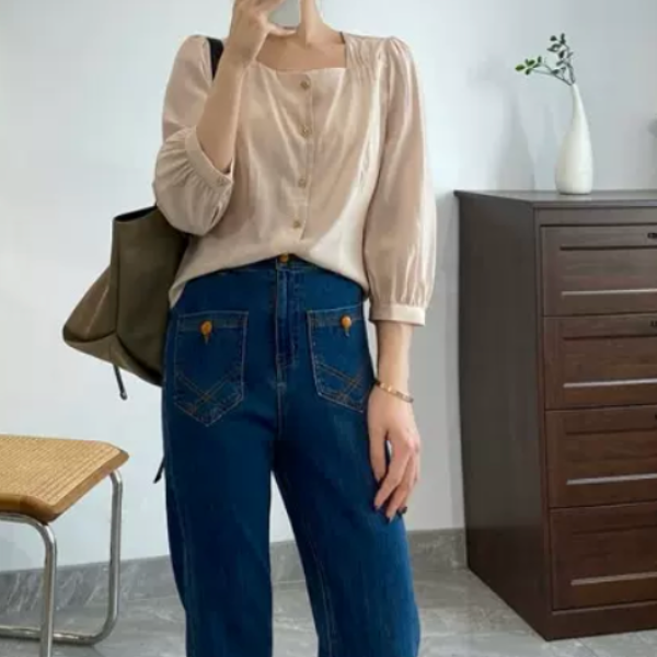 フロントボタンポケットデニム  AU-303