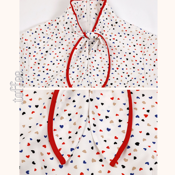 リボンタイ付きカラフルドットシャツワンピース 《Z00750》