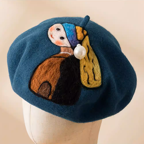 “真珠の耳飾り”を纏う可憐なベレー帽《Z01216》