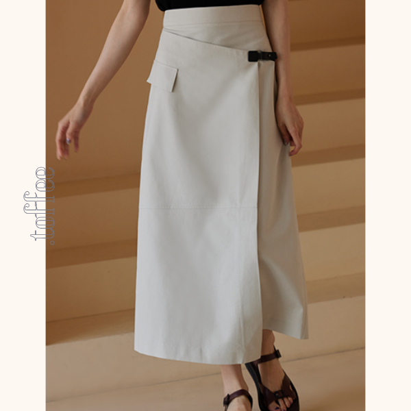 斜め前立てスカートミモレ丈スカート Z00425