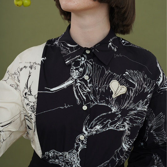 バイカラーアーティスティックシャツ w-027