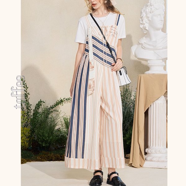 ストライプ切替オールインワン《Z01055》