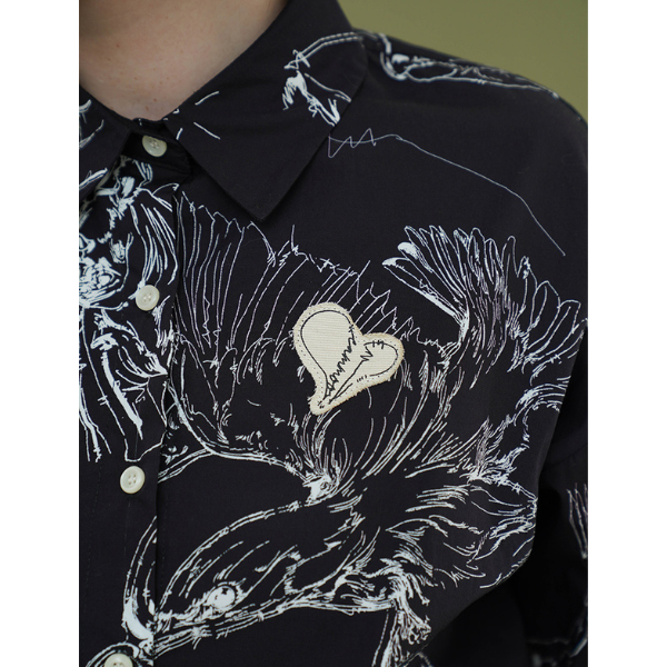 バイカラーアーティスティックシャツ w-027