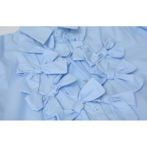 【3color】フロントリボンデザインルーズシャツ Z00049