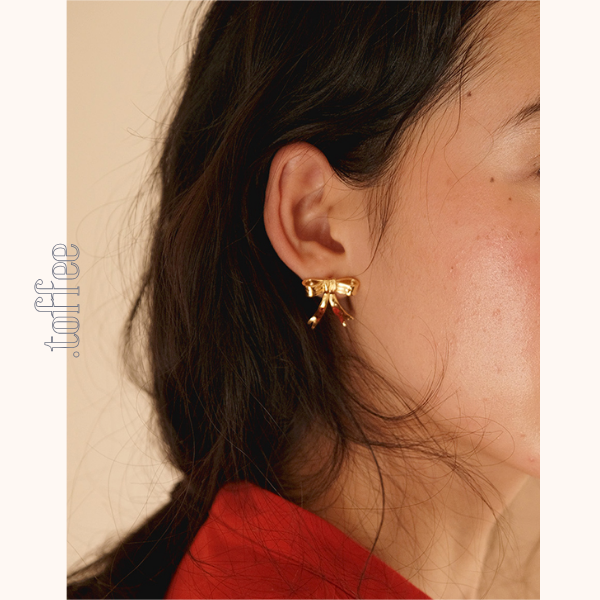 【set】星空リボンモチーフゴールドイヤーアクセサリー&ブローチ 《Z00710》