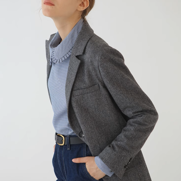 フリルカラーチェック柄トップス《Z00905》