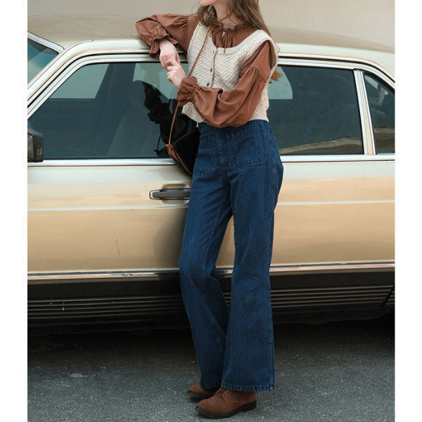 パッチポケットフレアデニム X-323