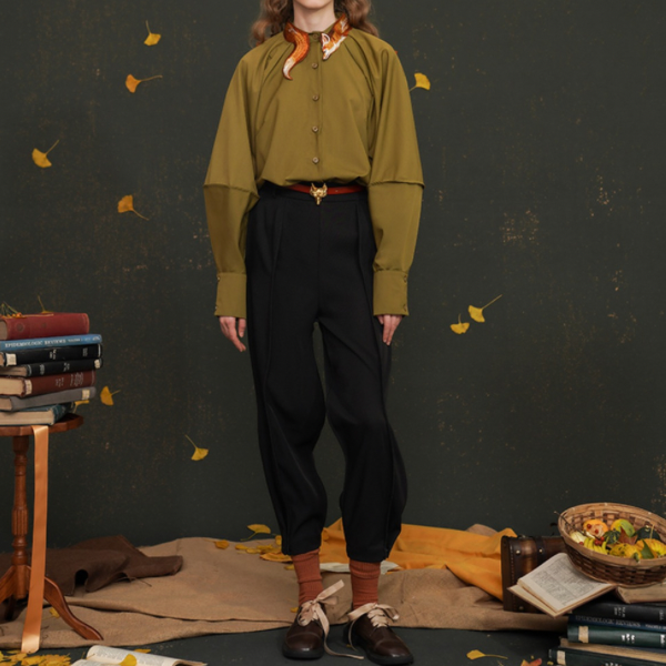 【2color】リブヘムセンタープレスパンツ AU-468