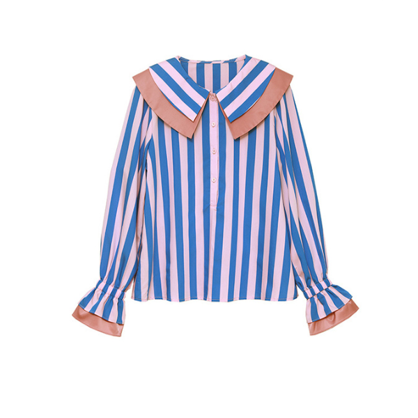 ダブルカラーストライプルーズシャツ  Z00011