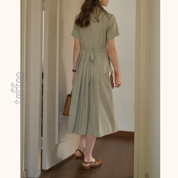 ダブルブレストチェック柄トレンチワンピース《Z00901》