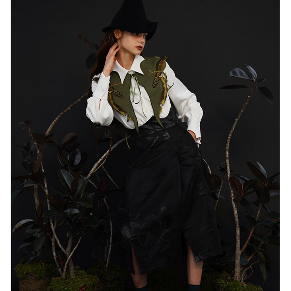 バードエンブロイダリーショール w-061