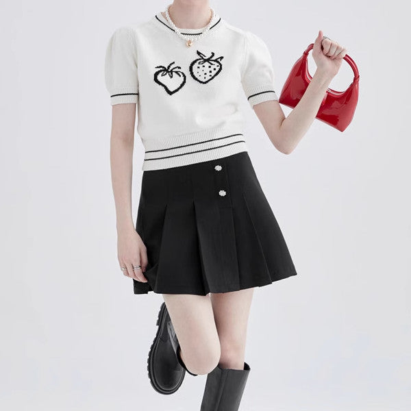 ストロベリー半袖ニットトップ Z00257