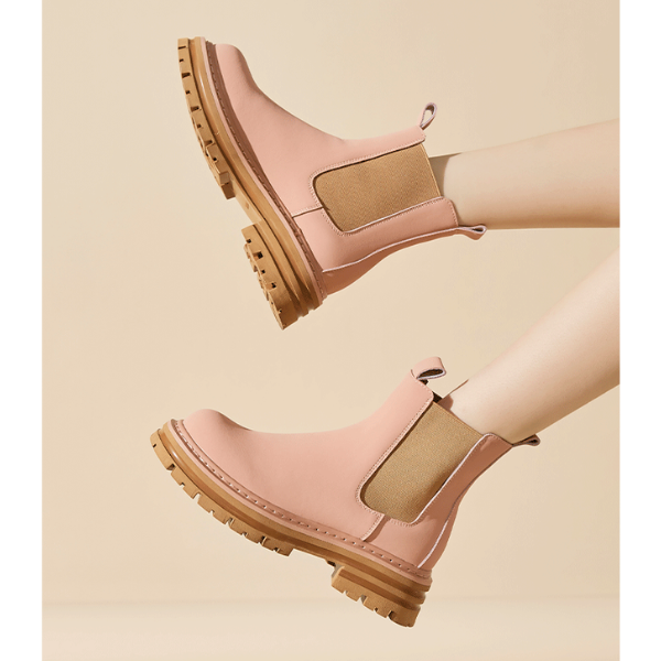 【3color】ラウンドトゥ厚底チェルシーブーツ X-521