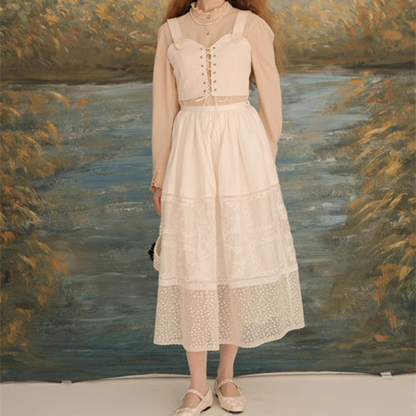 シアーレースミモレ丈スカート 《Z00619》