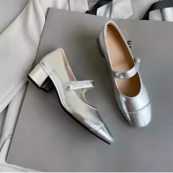 シルバーメリージェーンパンプス X1-005