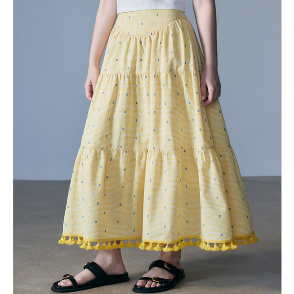 【2color】タッセル付きAラインロングスカート Z00331